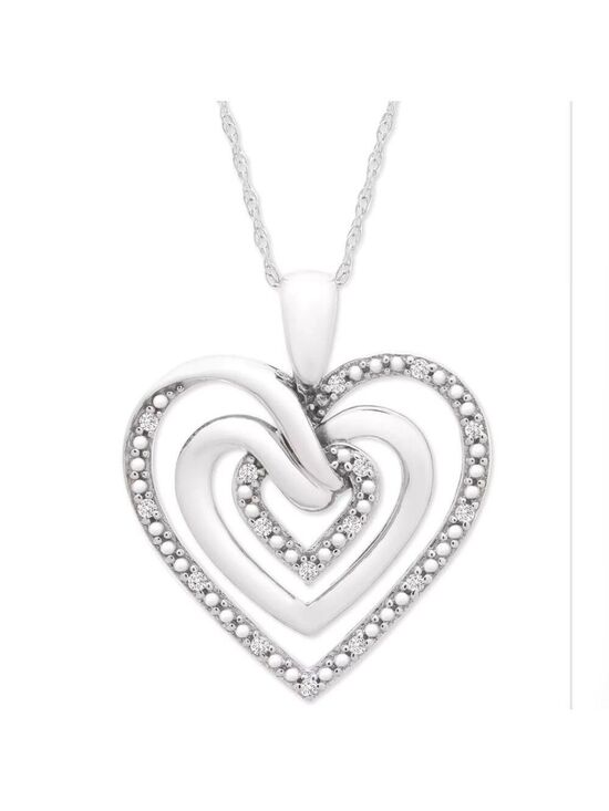 Jewelry - DIAMOND MULTI HEART 18" PENDANT NECKLACE (1/10 CT. T.W.) 100% GUARANTEED!
